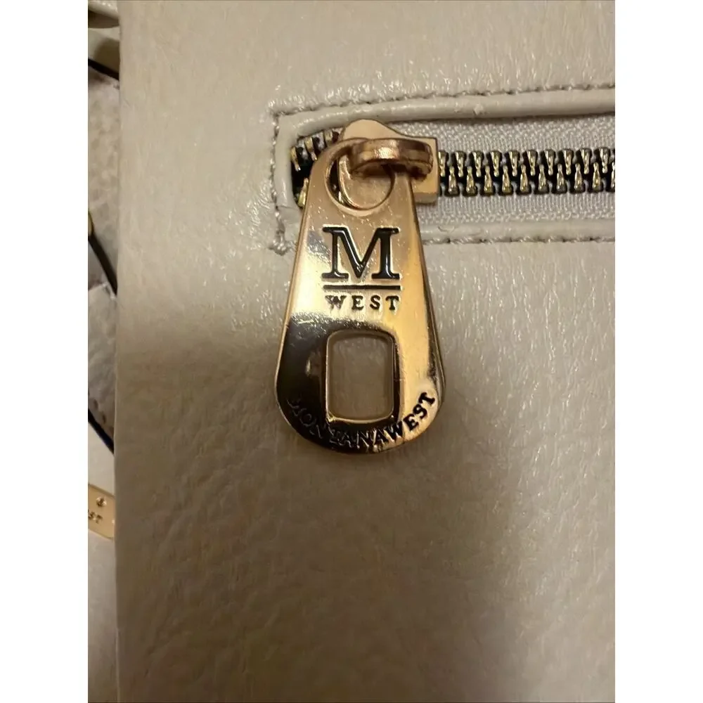 Montana West 3pc Set Studded Hobo Bag Crossbody Wallet Cream White NWOT